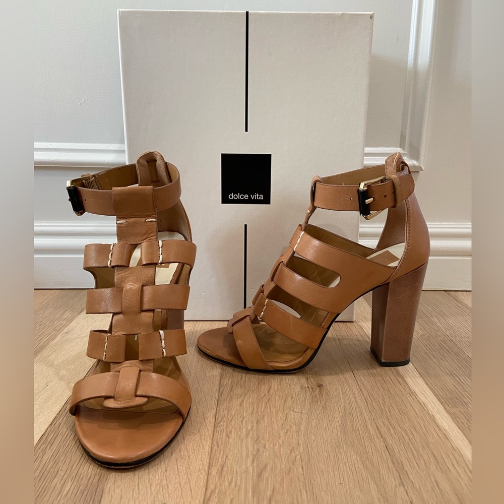 Dolce Vita Niro Caramel Leather Heels